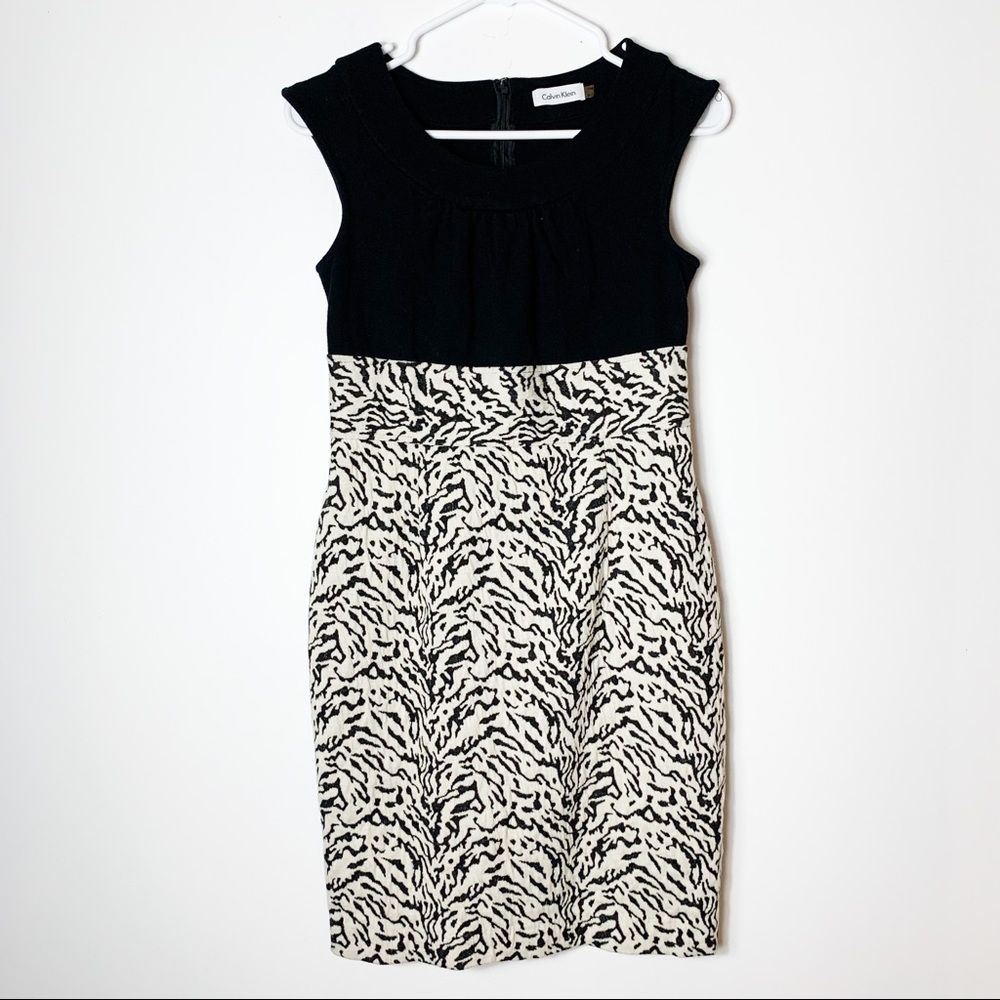Calvin Klein Black & White Animal Print Dress Sz 6